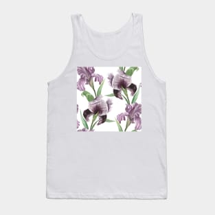 Iris flowers watercolor floral ornament Summer tropical composition. Romantic spring garden Tank Top